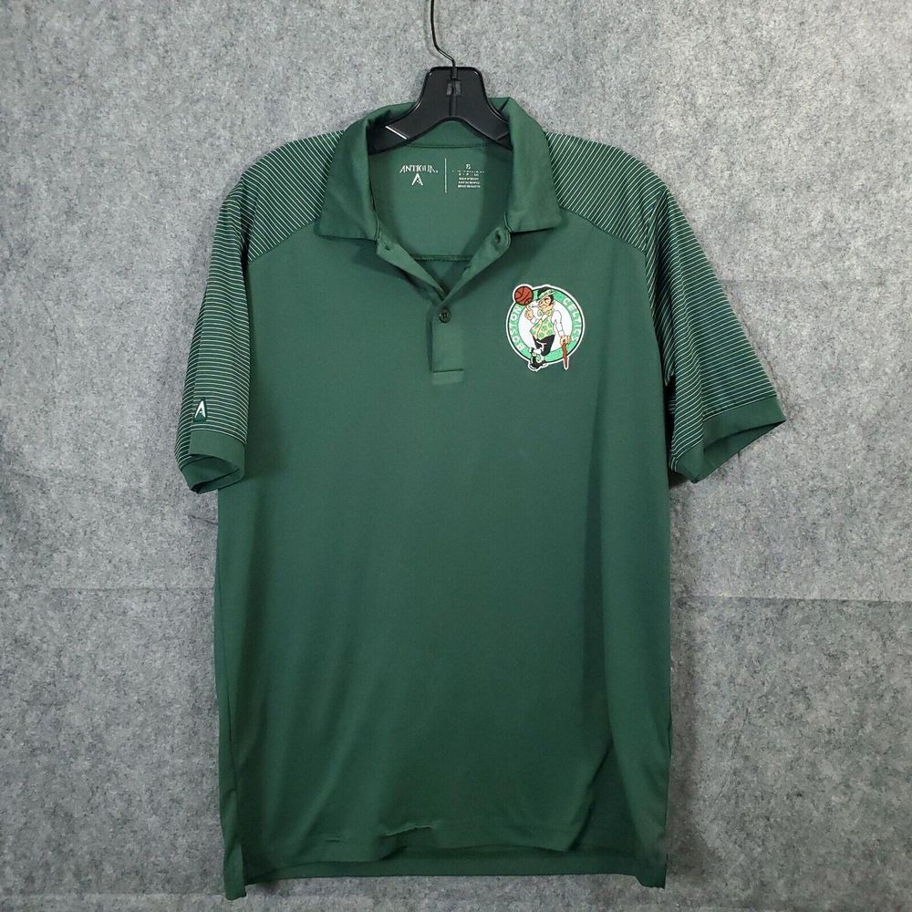 Boston‎ Celtics Polo Shirt Mens Small Green Antigua Casual Basketball NBA Golf